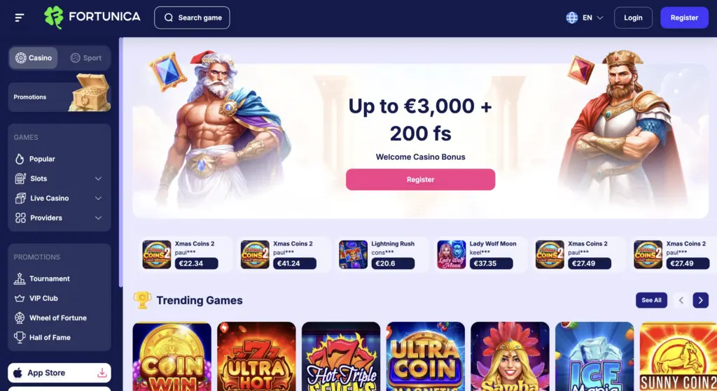 Welkom in Fortunica Casino image 1